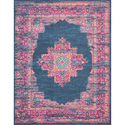 Mercury Row® Abbate Oriental Navy Blue/Pink Area Rug & Reviews